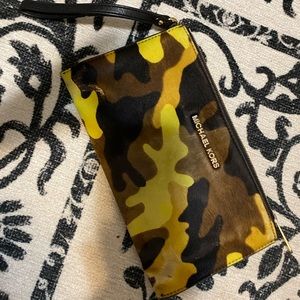 Neon camo Michael Kors wristlet
